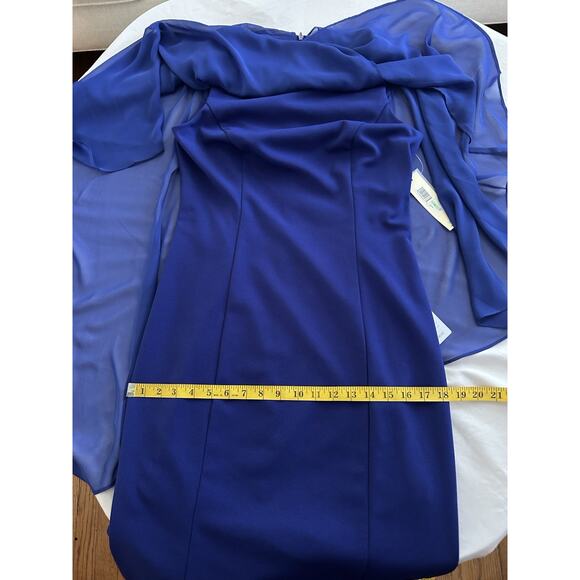 Eliza J Sheer Overlay Sheath Dress Womens Size 8 Blue Classic Party NWT - Picture 7 of 8